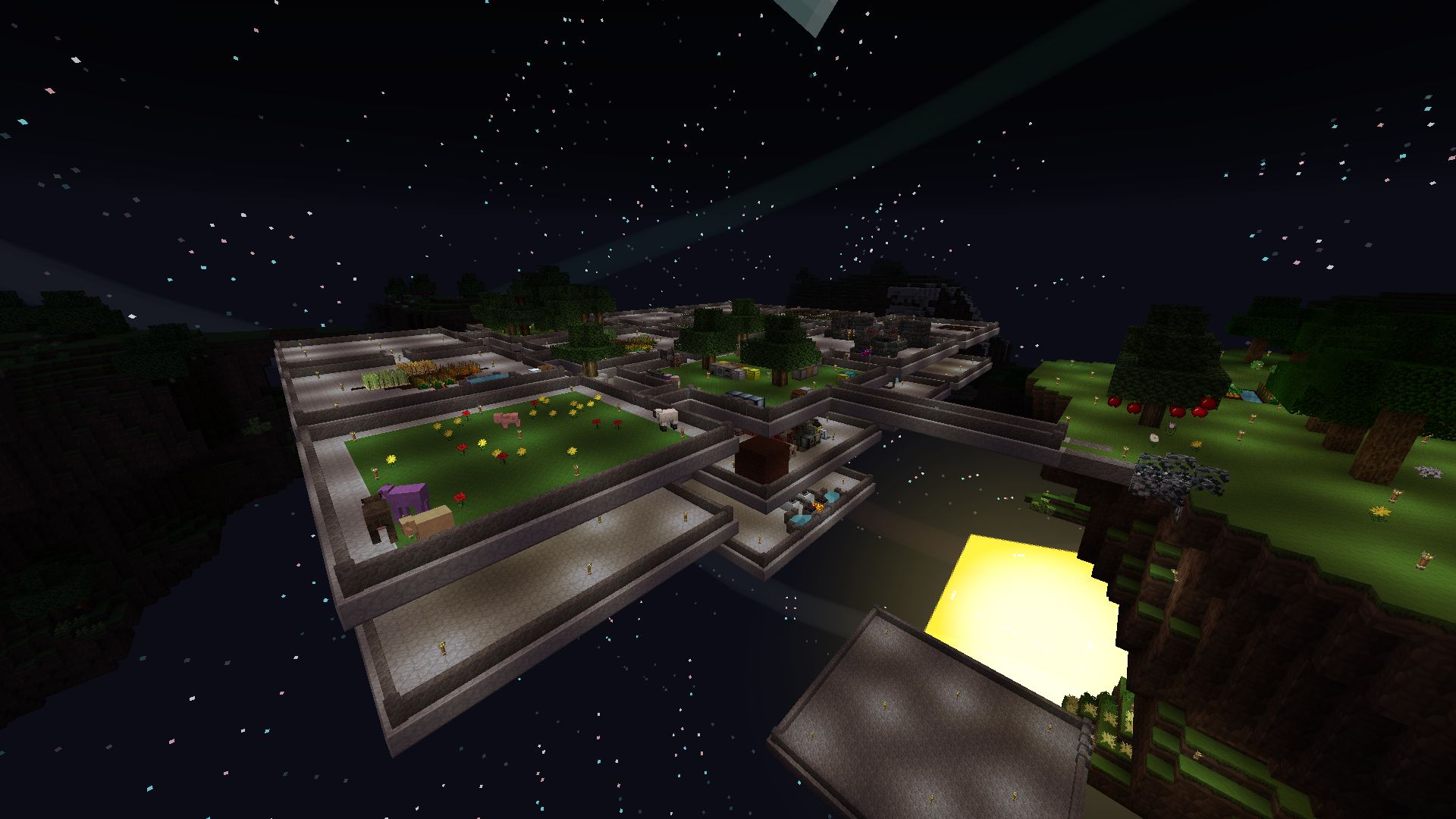 The skyblock at night