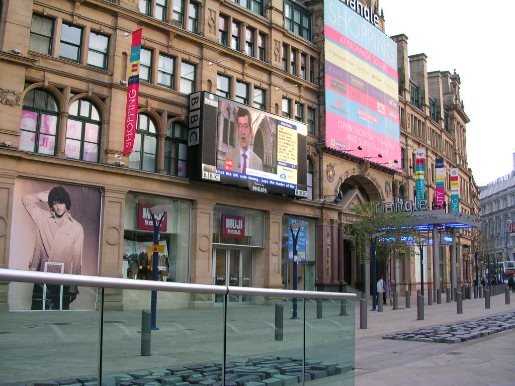 Outside the Triangle/Corn Exchange, Exchange Square, Manchester