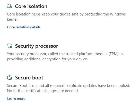 Windows Security Secure Boot